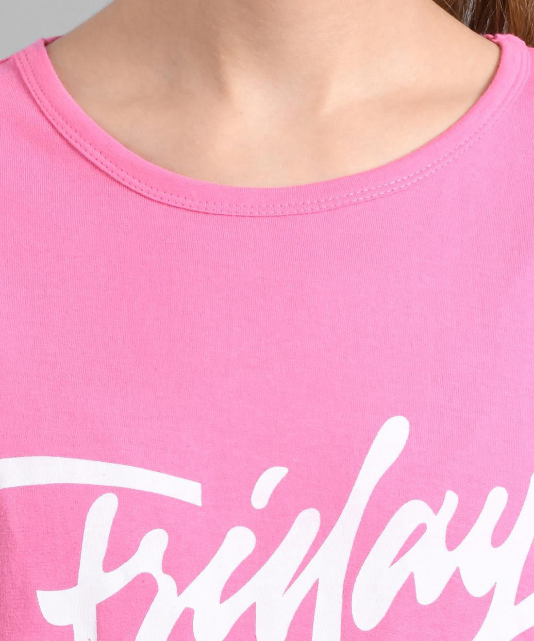 KOTTY Graphic Print Women Round Neck Pink T-Shirt 