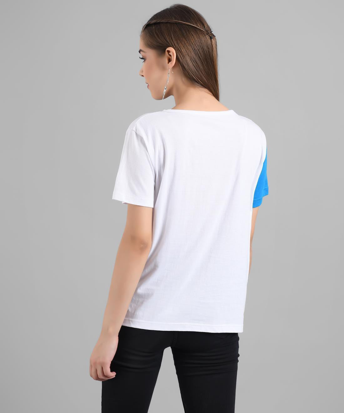 KOTTY Colorblock Women Round Neck Blue T-Shirt 