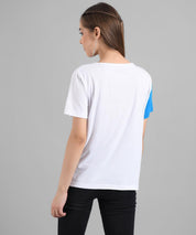 KOTTY Colorblock Women Round Neck Blue T-Shirt 
