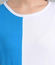 KOTTY Colorblock Women Round Neck Blue T-Shirt 