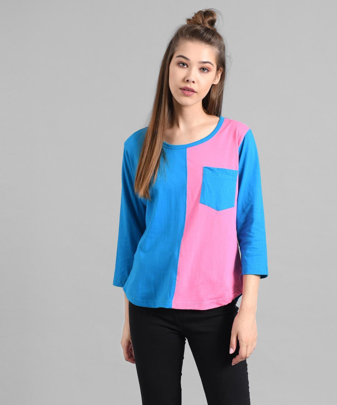 KOTTY Colorblock Women Round Neck Multicolor T-Shirt 
