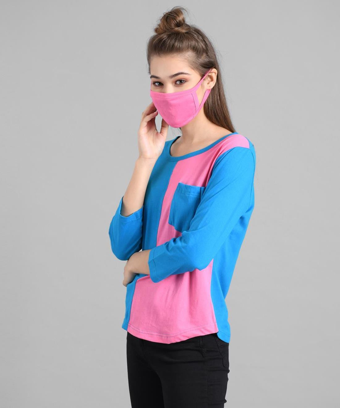 KOTTY Colorblock Women Round Neck Multicolor T-Shirt 
