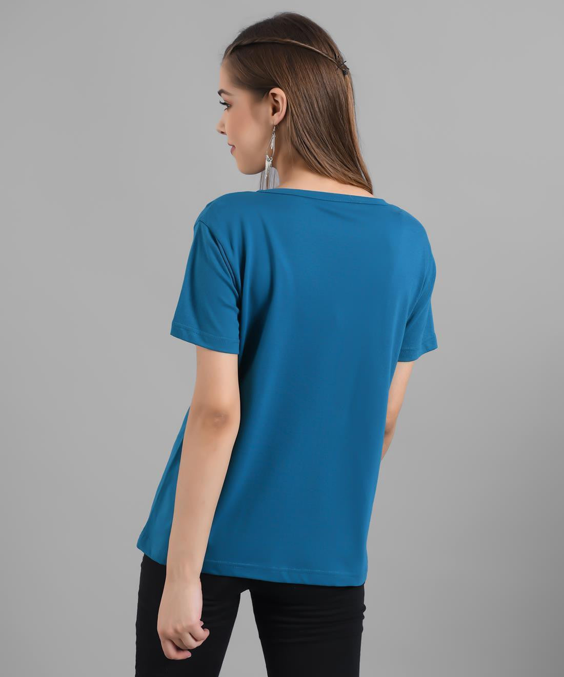 KOTTY Graphic Print Women Round Neck Blue T-Shirt 
