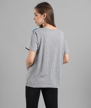 KOTTY Colorblock Women Round Neck Grey T-Shirt 