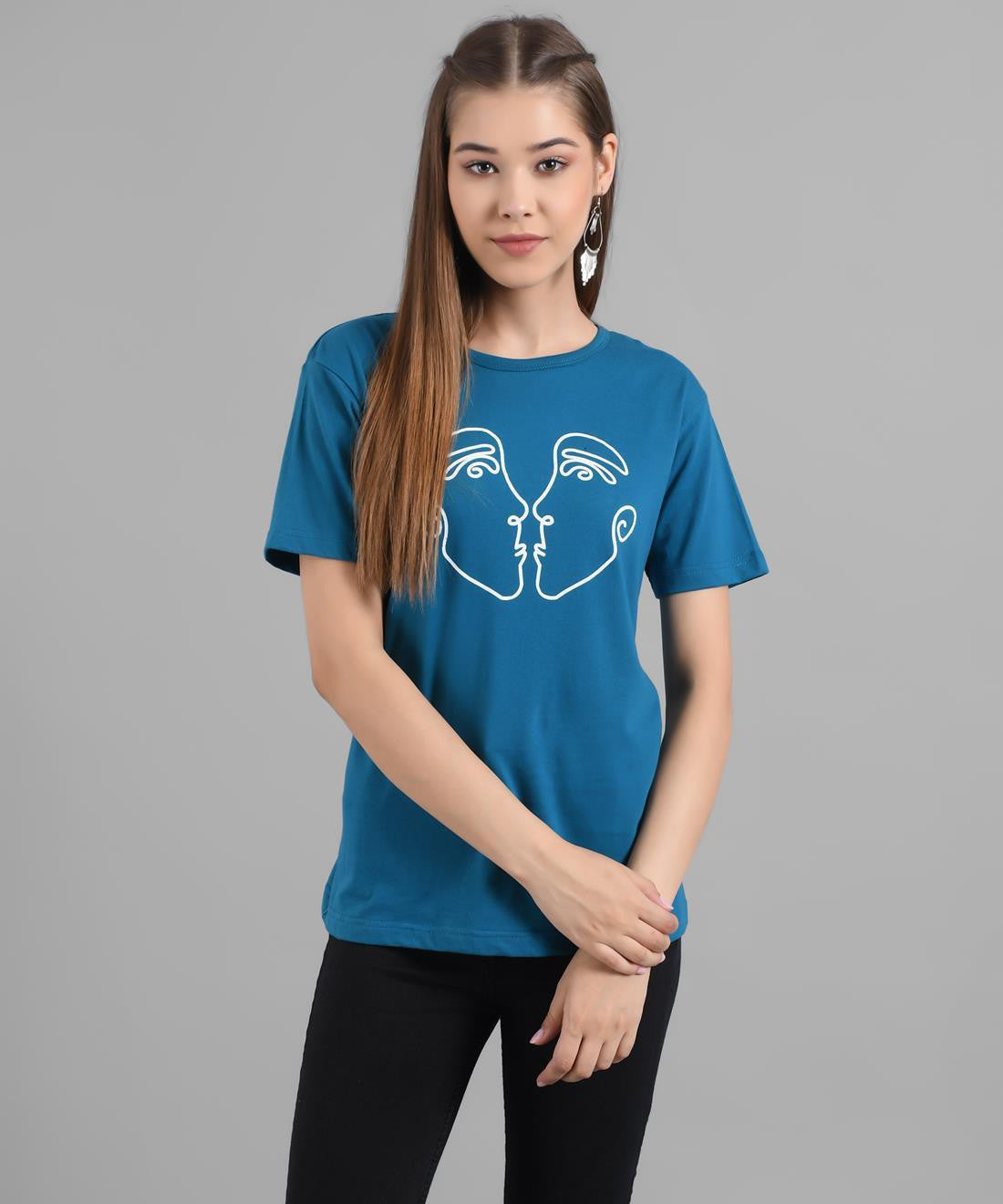 KOTTY Women's Regular Fit T-Shirt With Mask