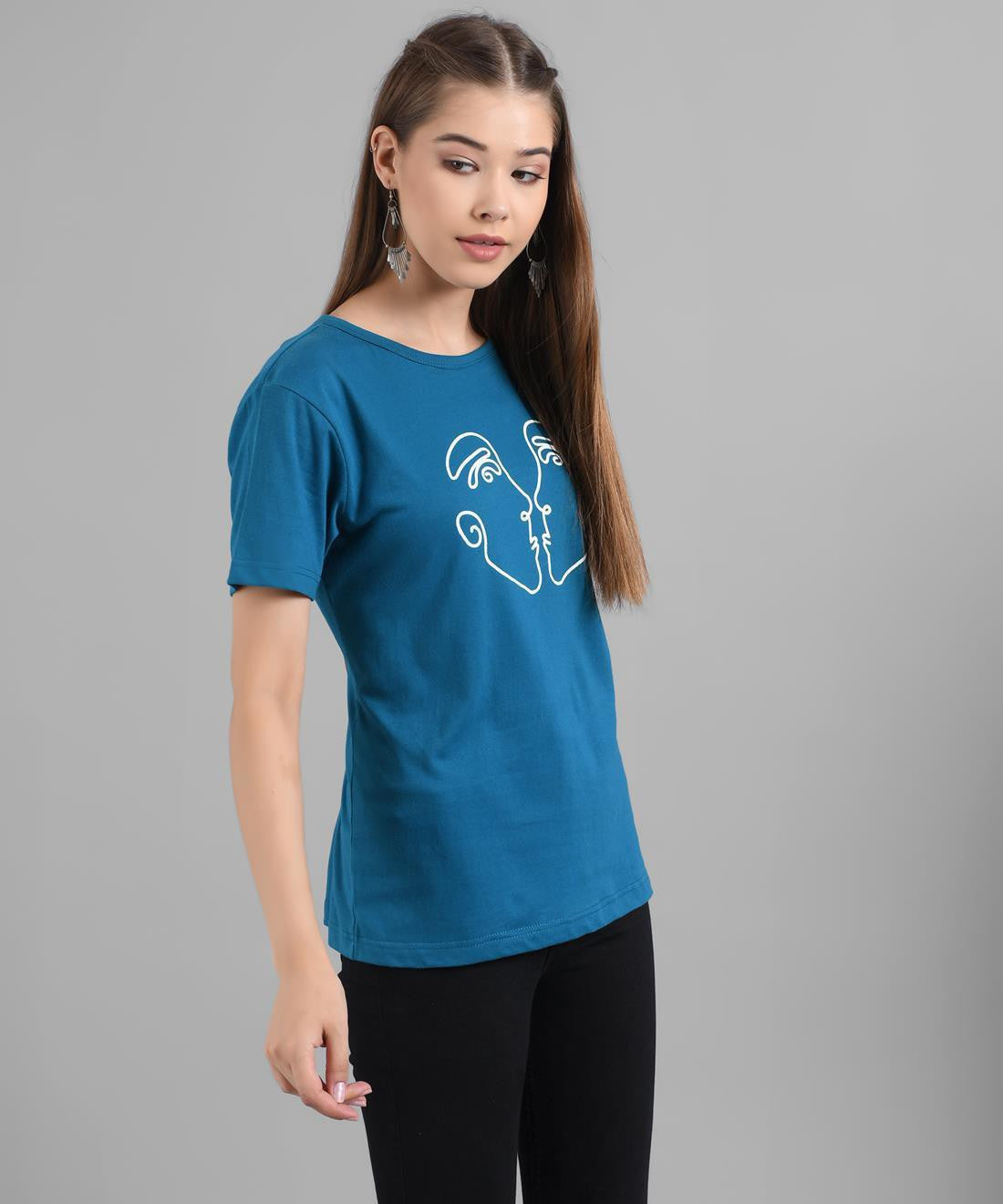 KOTTY Women's Regular Fit T-Shirt With Mask