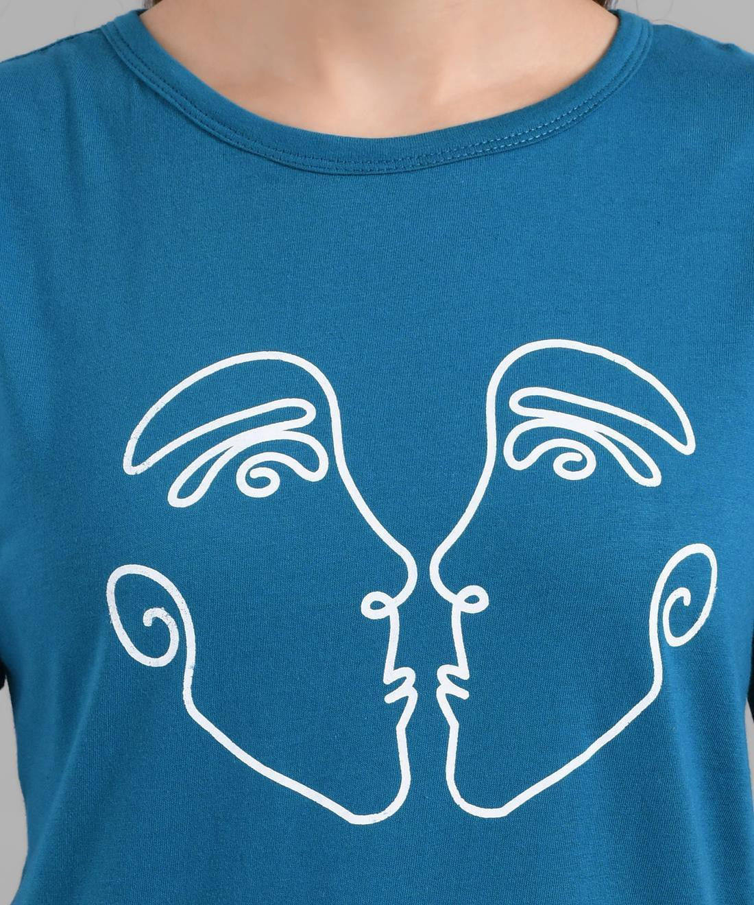 KOTTY Women's Regular Fit T-Shirt With Mask