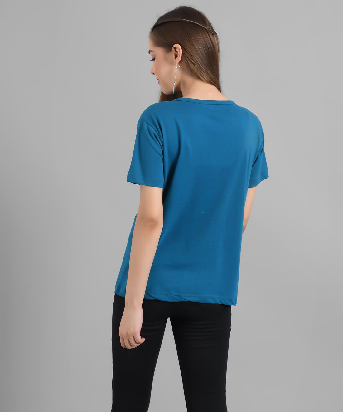 KOTTY Graphic Print Women Round Neck Blue T-Shirt 