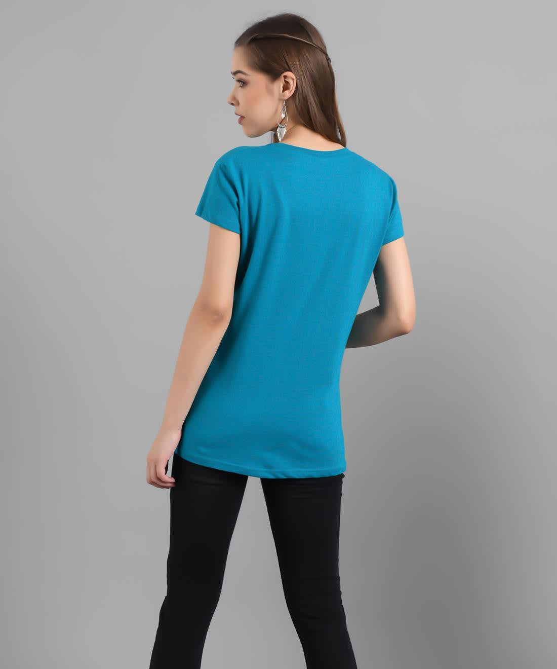 KOTTY Graphic Print Women Round Neck Blue T-Shirt 