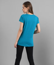 KOTTY Graphic Print Women Round Neck Blue T-Shirt 