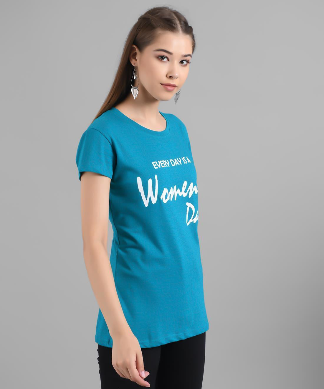 KOTTY Graphic Print Women Round Neck Blue T-Shirt 