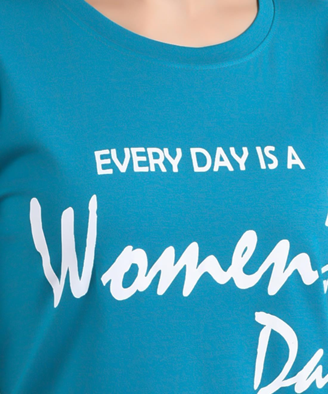KOTTY Graphic Print Women Round Neck Blue T-Shirt 