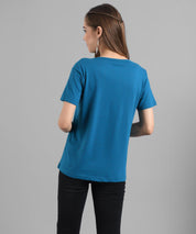 KOTTY Graphic Print Women Round Neck Blue T-Shirt 