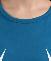 KOTTY Graphic Print Women Round Neck Blue T-Shirt 