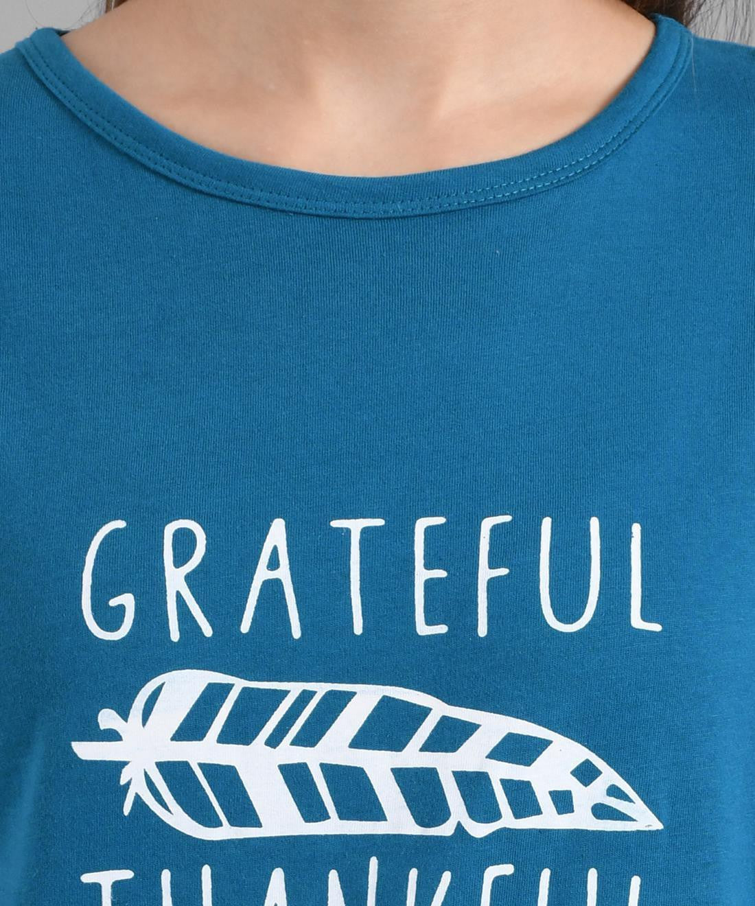 KOTTY Graphic Print Women Round Neck Blue T-Shirt 
