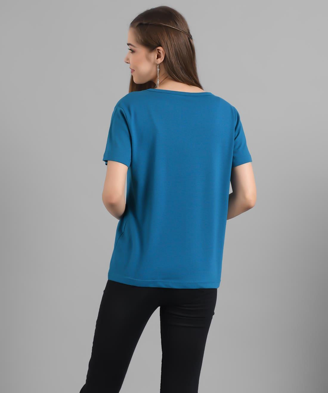 KOTTY Graphic Print Women Round Neck Blue T-Shirt 