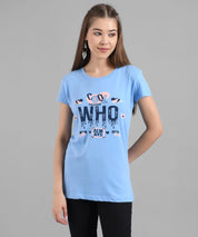 KOTTY Graphic Print Women Round Neck Light Blue T-Shirt 