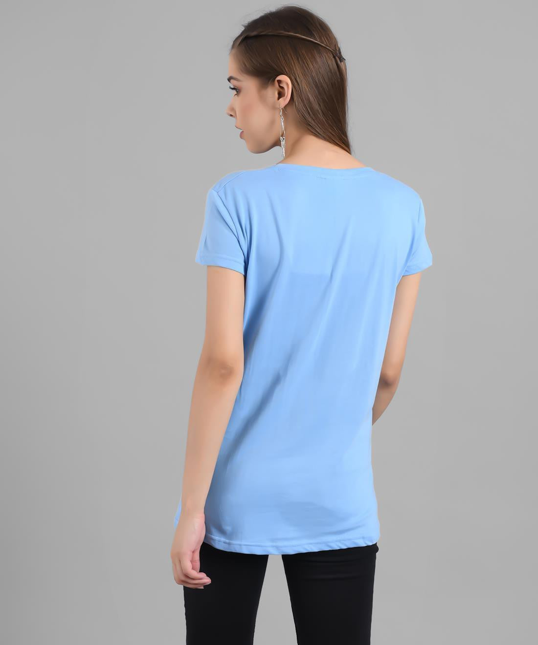 KOTTY Graphic Print Women Round Neck Light Blue T-Shirt 