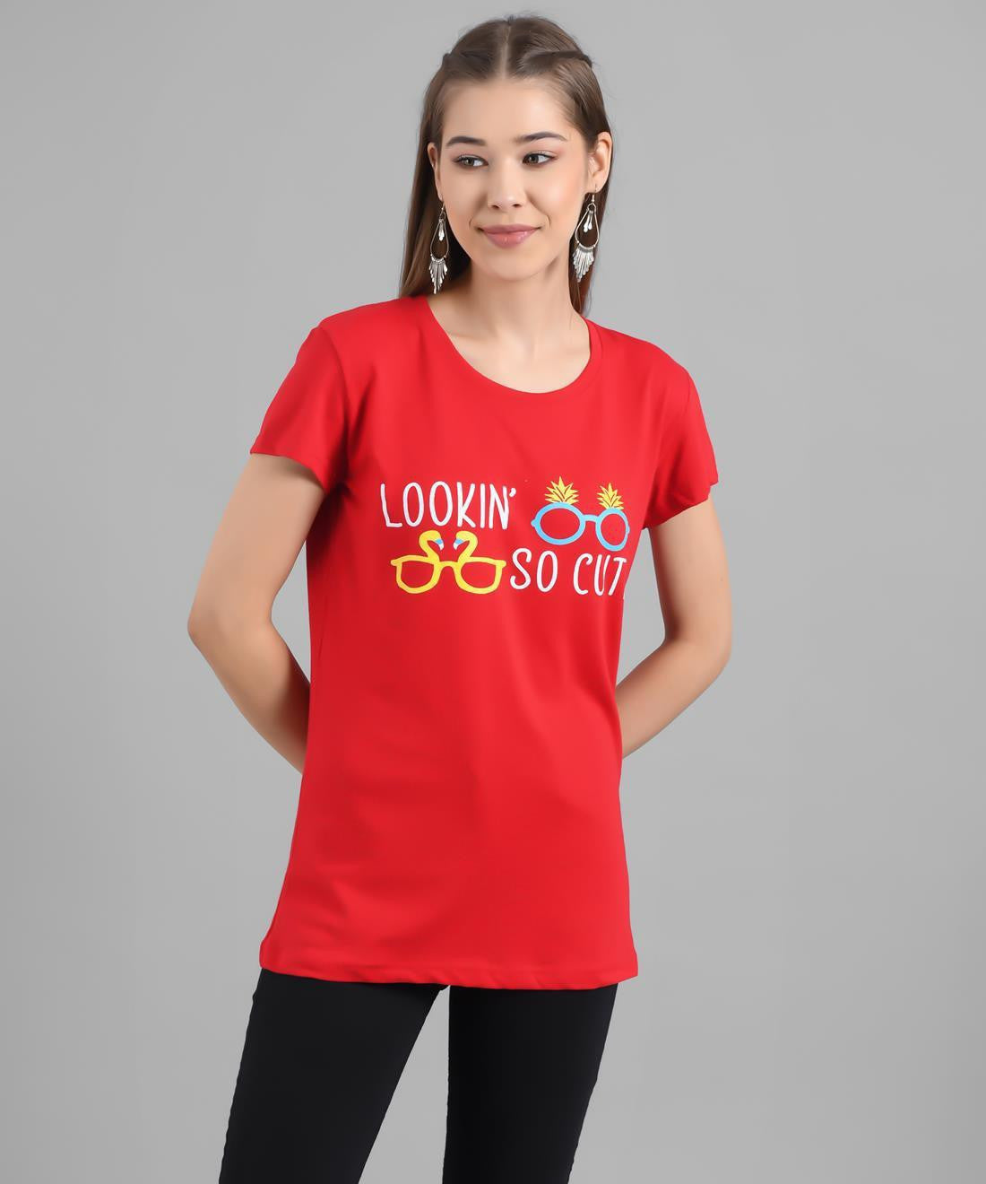 KOTTY Graphic Print Women Round Neck Red T-Shirt 