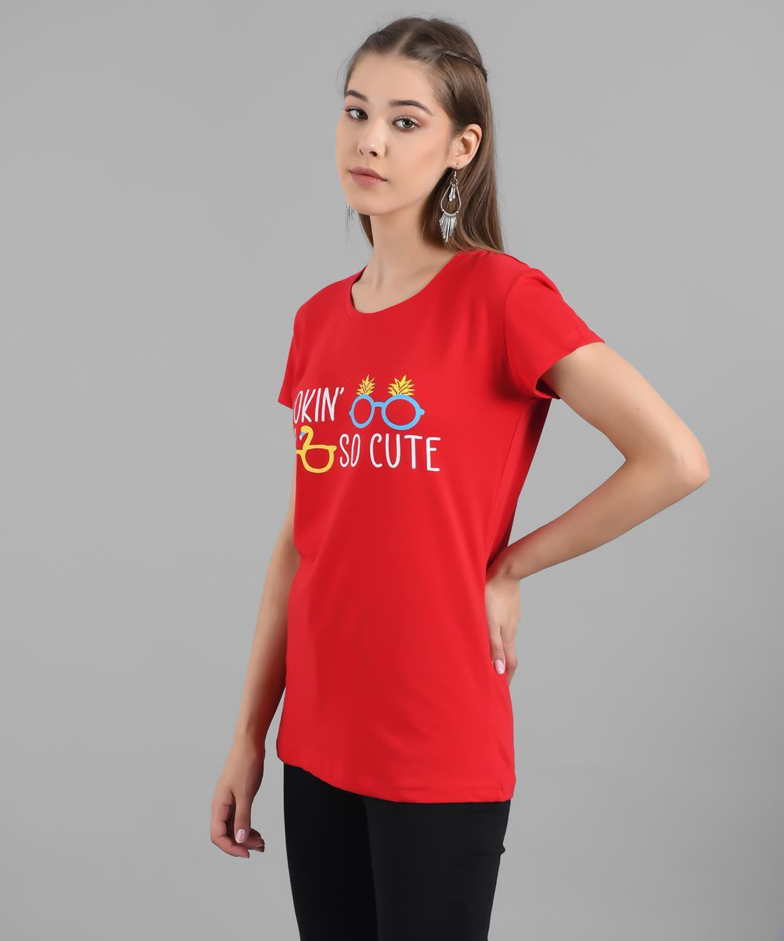 KOTTY Graphic Print Women Round Neck Red T-Shirt 