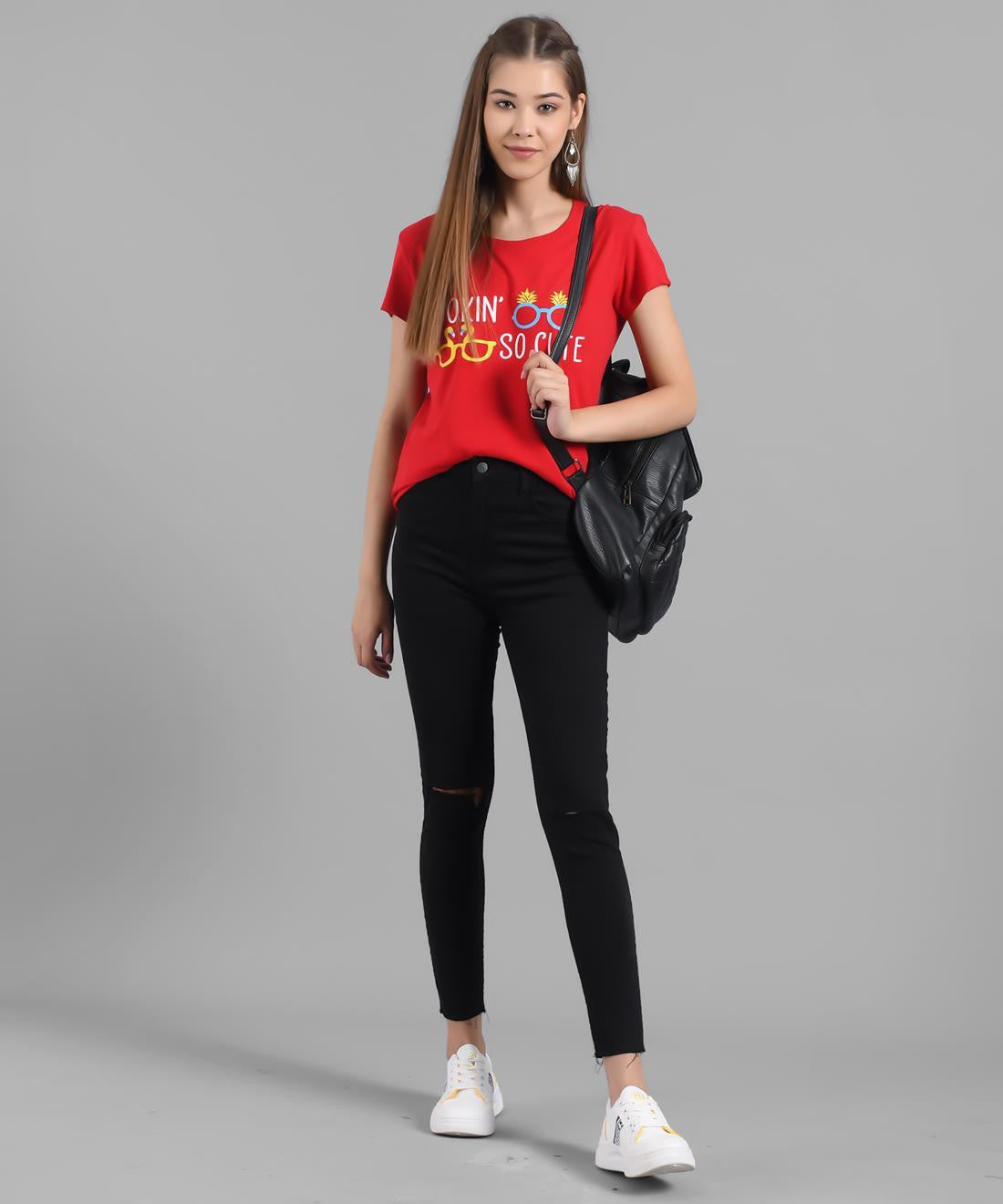 KOTTY Graphic Print Women Round Neck Red T-Shirt 
