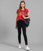 KOTTY Graphic Print Women Round Neck Red T-Shirt 