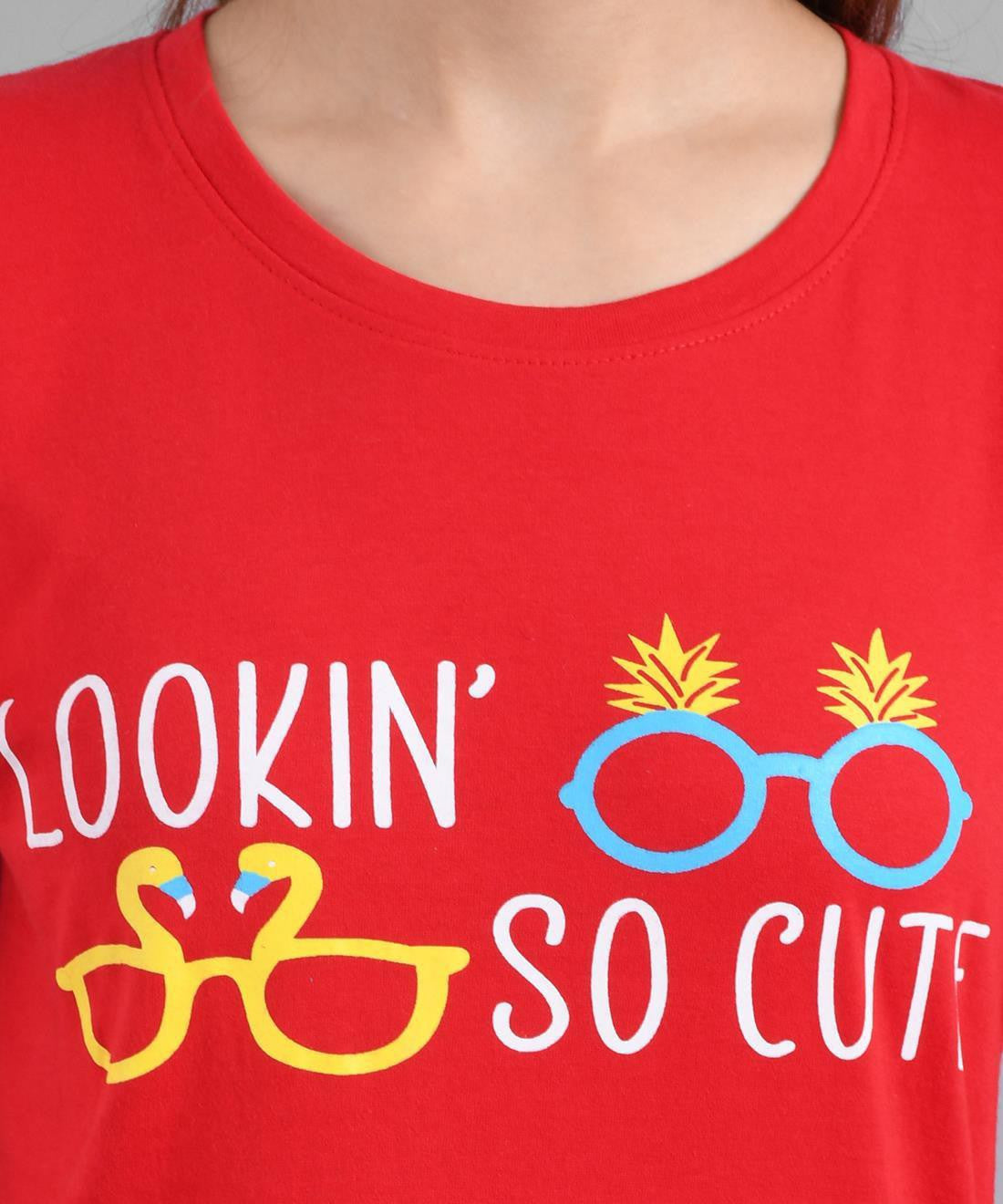 KOTTY Graphic Print Women Round Neck Red T-Shirt 