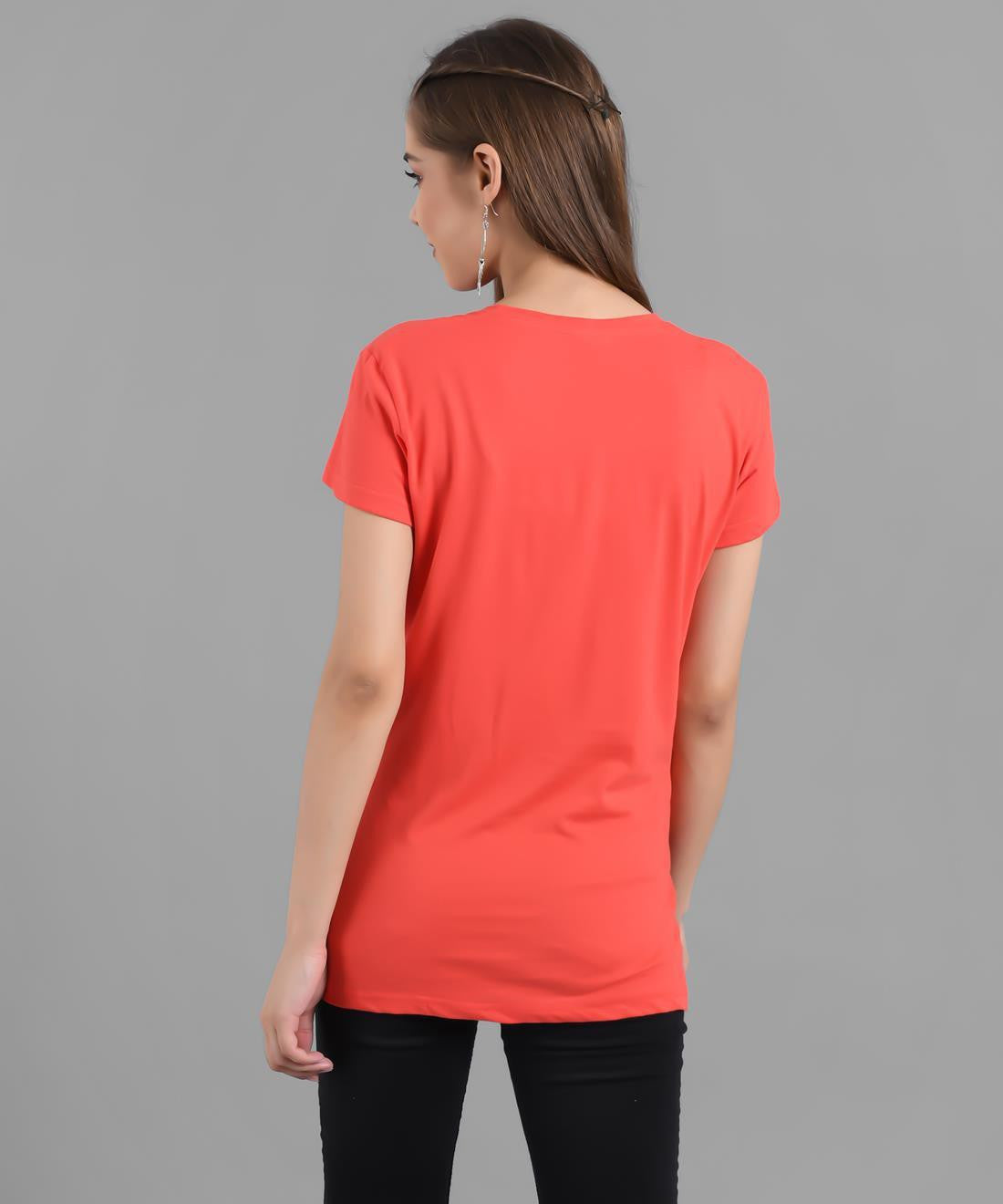 KOTTY Graphic Print Women Round Neck Orange T-Shirt 