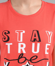 KOTTY Graphic Print Women Round Neck Orange T-Shirt 
