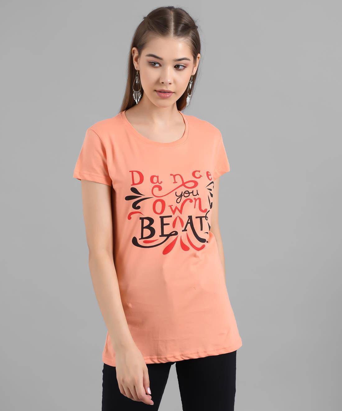 KOTTY Graphic Print Women Round Neck Pink T-Shirt 