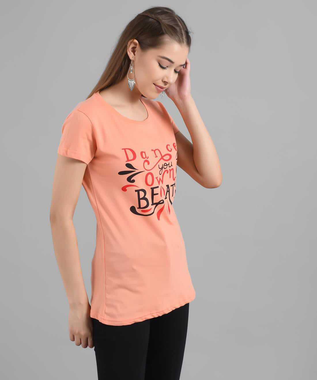 KOTTY Graphic Print Women Round Neck Pink T-Shirt 