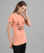 KOTTY Graphic Print Women Round Neck Pink T-Shirt 