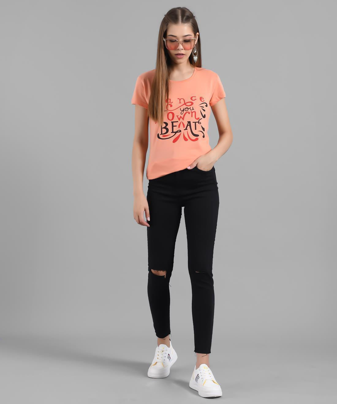KOTTY Graphic Print Women Round Neck Pink T-Shirt 