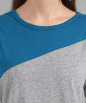 KOTTY Colorblock Women Round Neck Blue T-Shirt 