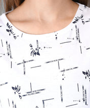 KOTTY Printed Women Round Neck White T-Shirt 