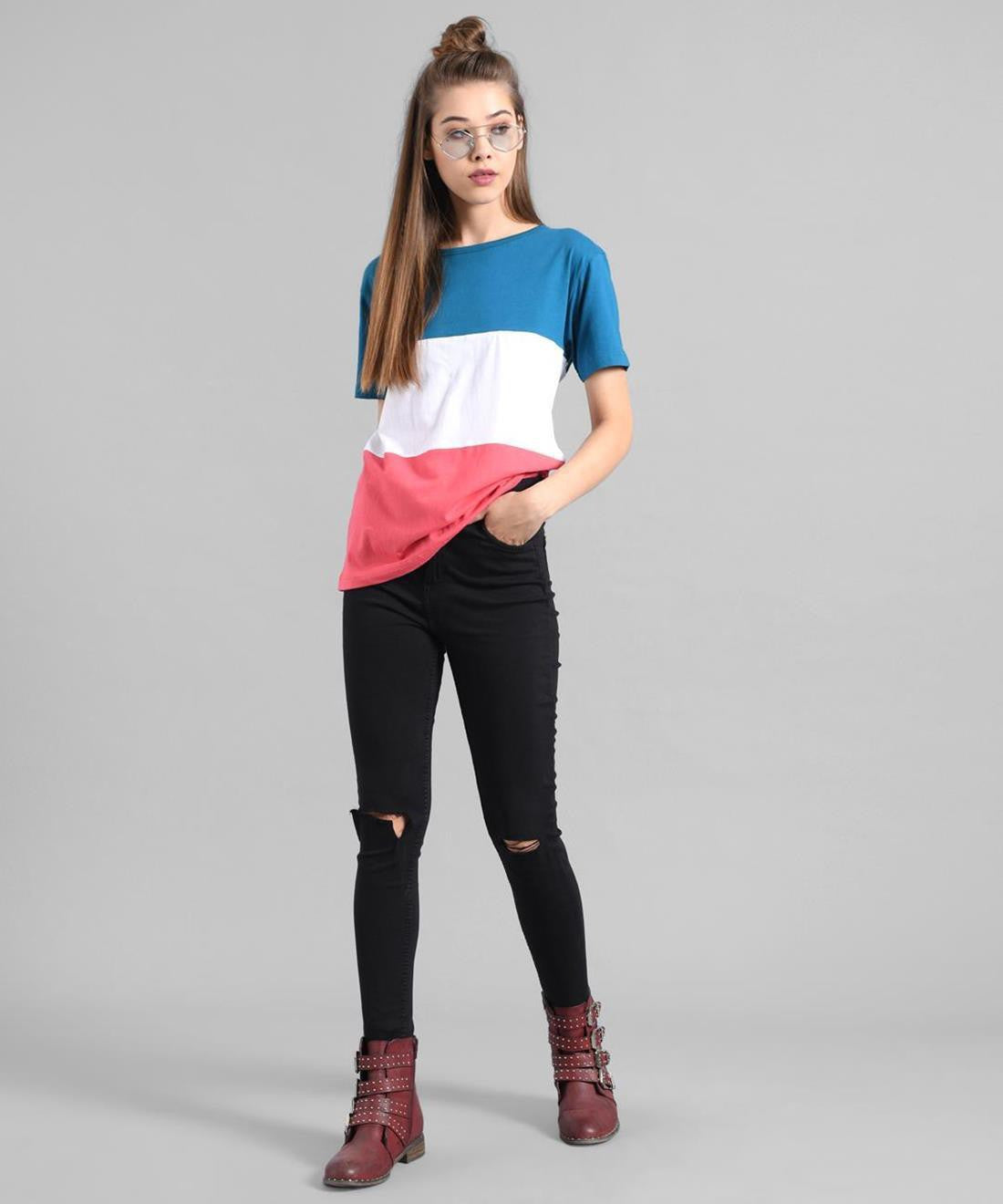 KOTTY Printed Women Round Neck Multicolor T-Shirt 