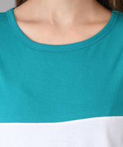 KOTTY Colorblock Women Round Neck Green T-Shirt 