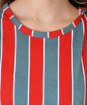 KOTTY Striped Women Round Neck Maroon T-Shirt 