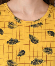 KOTTY Printed Women Round Neck Yellow T-Shirt 