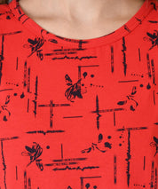 KOTTY Printed Women Round Neck Red T-Shirt 