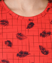 KOTTY Printed Women Round Neck Red T-Shirt 