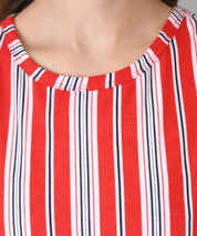 KOTTY Striped Women Round Neck Red T-Shirt 