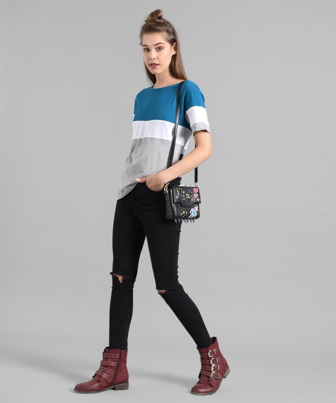 KOTTY Printed Women Round Neck Multicolor T-Shirt 