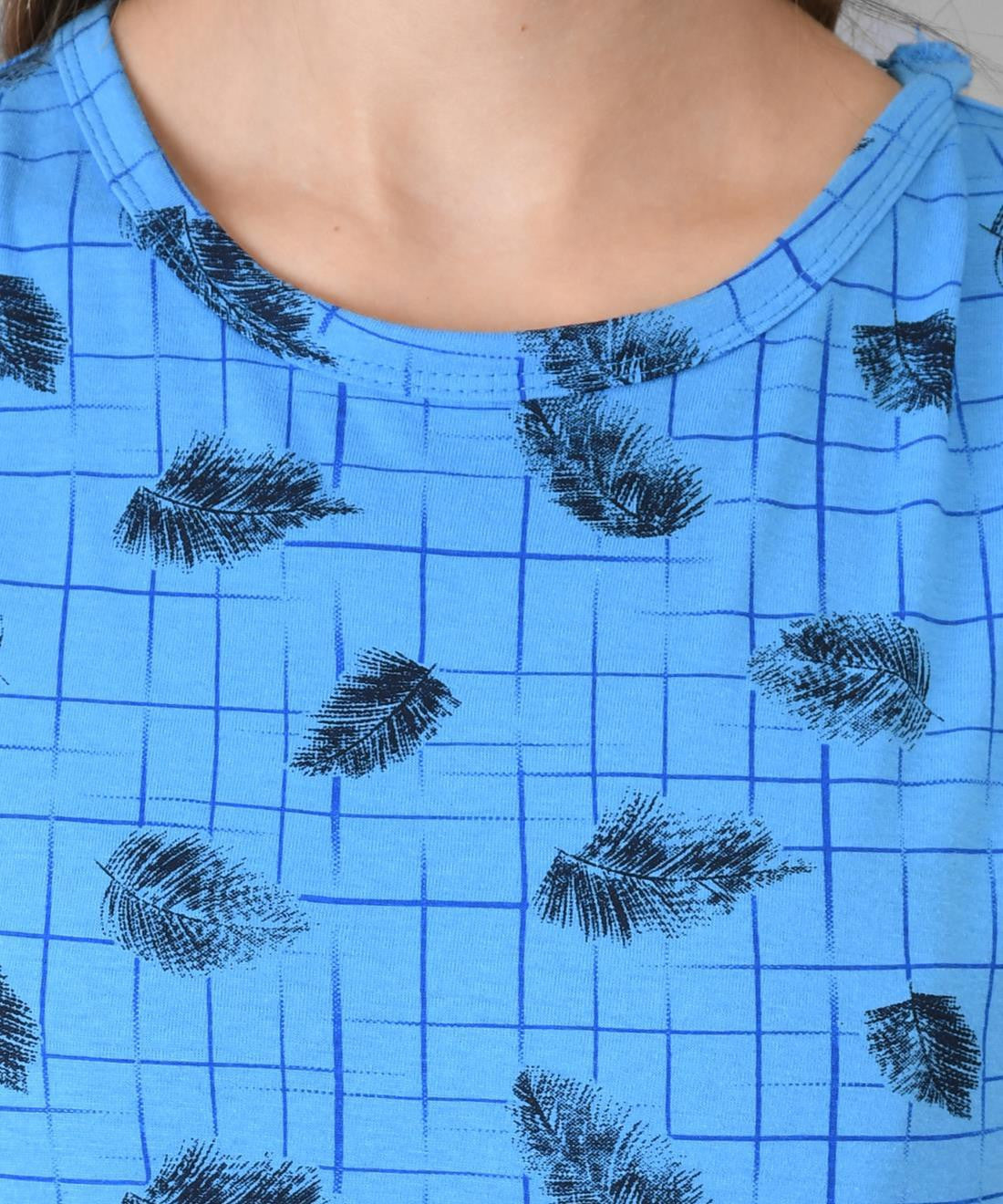 KOTTY Printed Women Round Neck Blue T-Shirt 