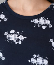 KOTTY Printed Women Round Neck Dark Blue T-Shirt 