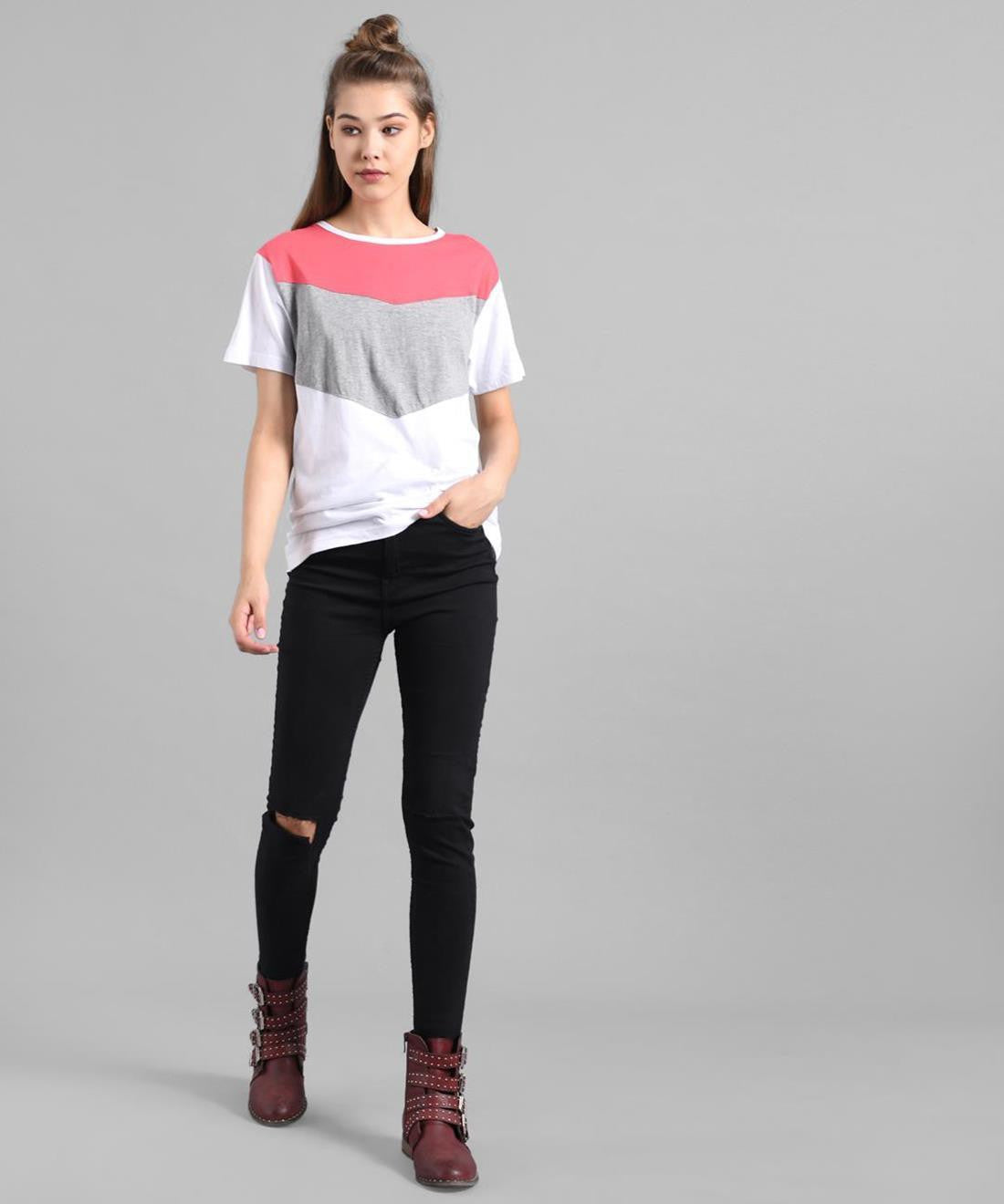KOTTY Printed Women Round Neck Multicolor T-Shirt 
