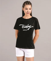 KOTTY Printed Women Round Neck Black T-Shirt 
