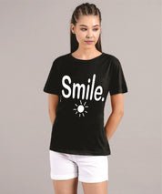 KOTTY Printed Women Round Neck Black T-Shirt 