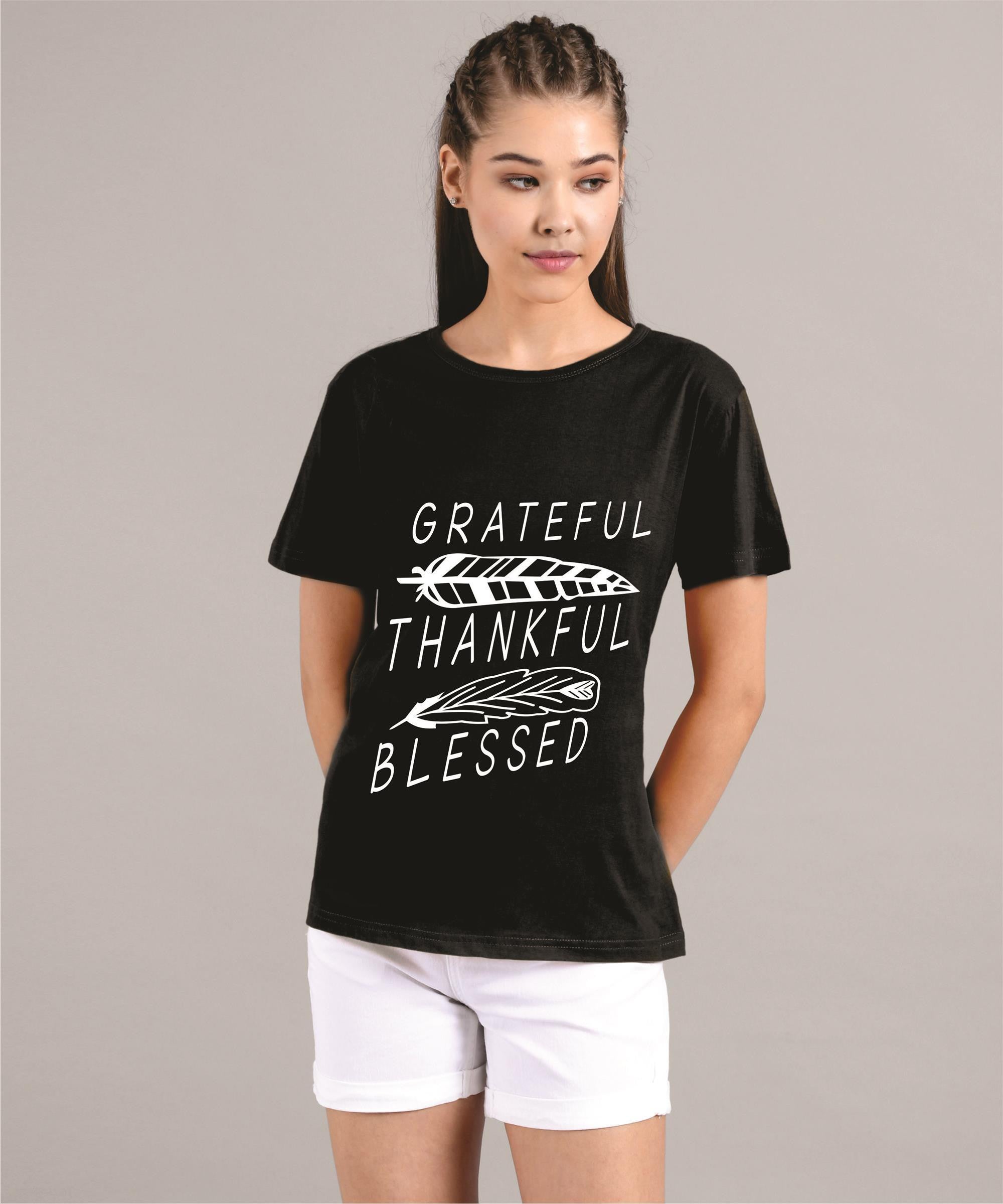 KOTTY Printed Women Round Neck Black T-Shirt 