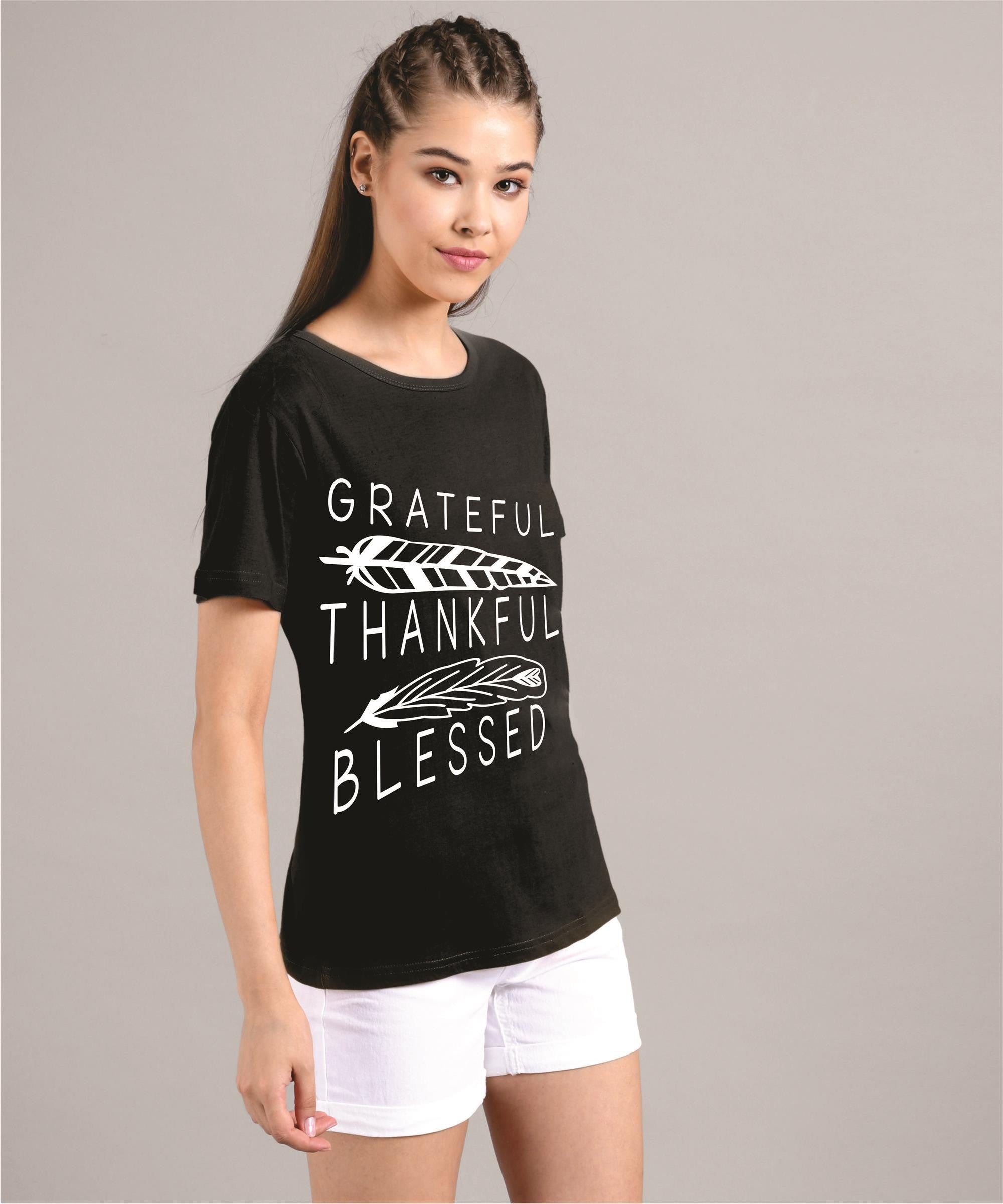 KOTTY Printed Women Round Neck Black T-Shirt 